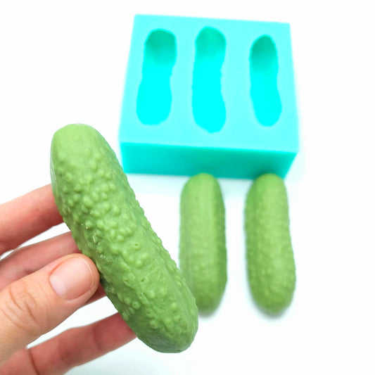 Pickle 3 cavity regular size pickles silicone mold pickle cucumber Silicone Mold Wax mold Resin mold Soap mold Realistic Flexible mold NT055