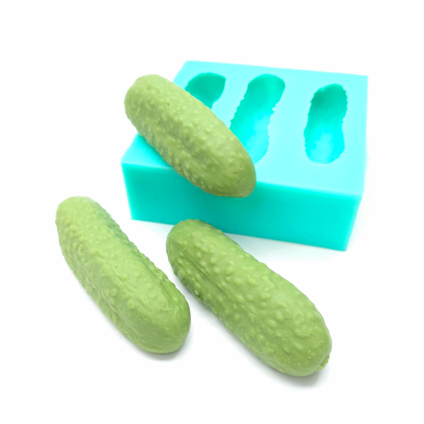 Pickle 3 cavity regular size pickles silicone mold pickle cucumber Silicone Mold Wax mold Resin mold Soap mold Realistic Flexible mold NT055