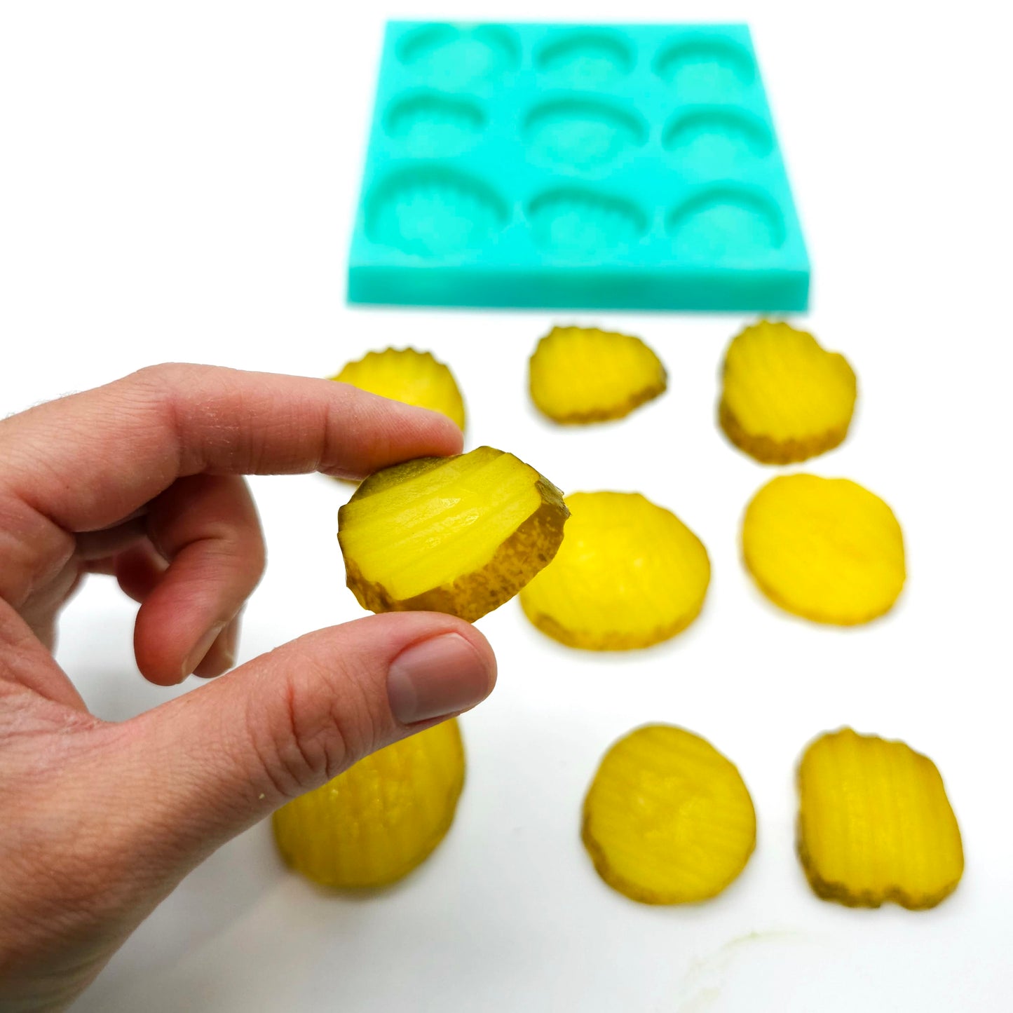 Pickle slices crinkle cut slices silicone mold pickle cucumber slices Silicone Mold Wax mold Resin mold Soap mold Realistic Flexible mold NT056