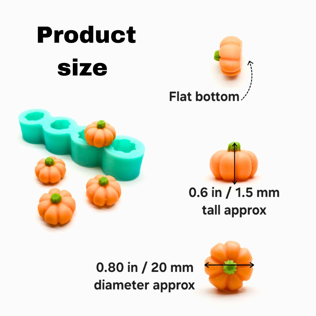 Mini Pumpkin Mold, 4 Cavity Silicone Mold for Candle Embeds, Soap Embeds, Chocolate mold, Miniature Autumn Décor, and Polymer Clay Projects