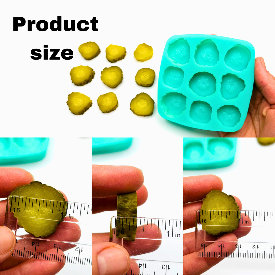 Mini Dill Sliced Pickles Mold, Cornichons Sliced Mini Pickles Silicone Mold, Candle Melts Mold, Fake Food Making Mold, Candle Embeds, Realistic Cake Decoration Mold