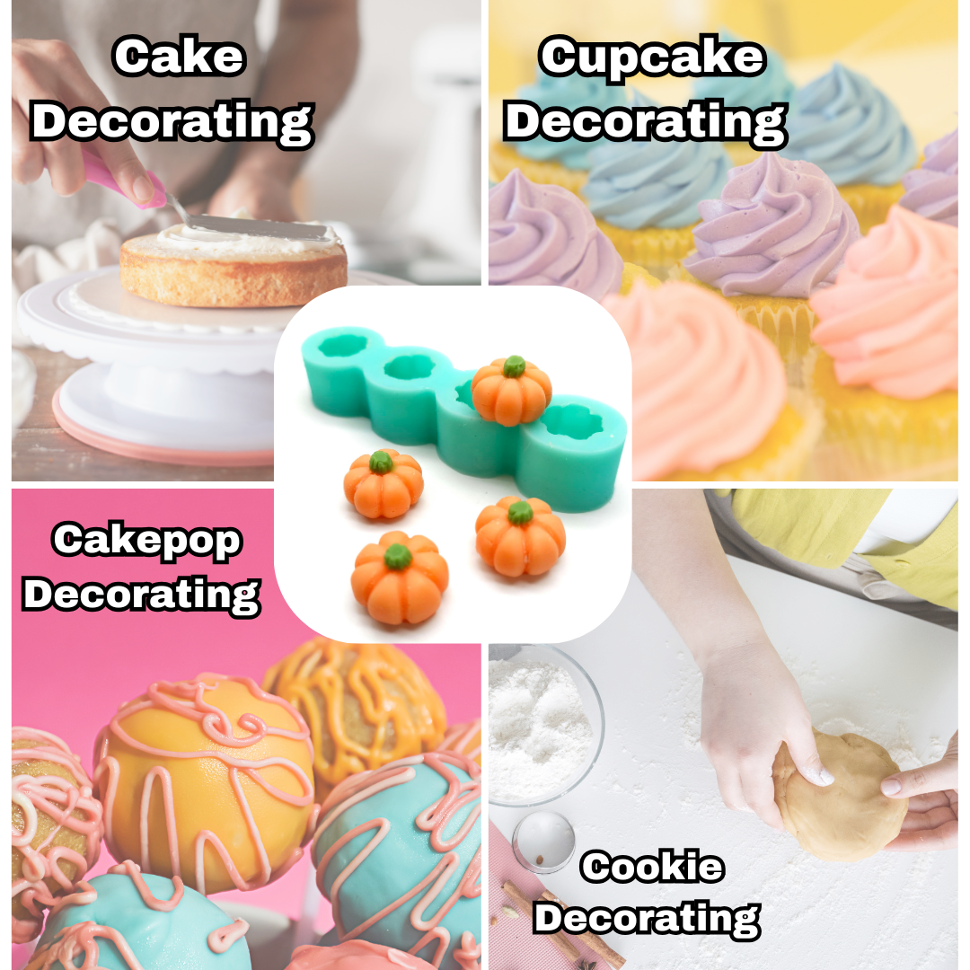 Mini Pumpkin Mold, 4 Cavity Silicone Mold for Candle Embeds, Soap Embeds, Chocolate mold, Miniature Autumn Décor, and Polymer Clay Projects
