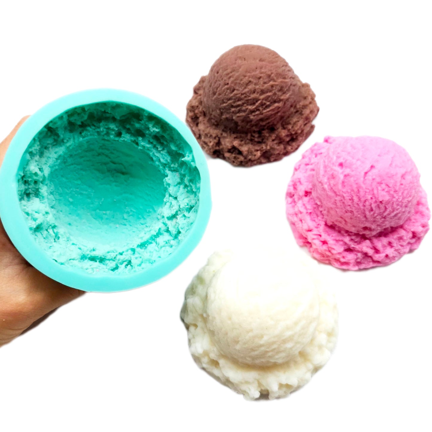 Ice cream scoop realistic design silicone mold, ice cream scoop candle melt, wax melt mold NS011