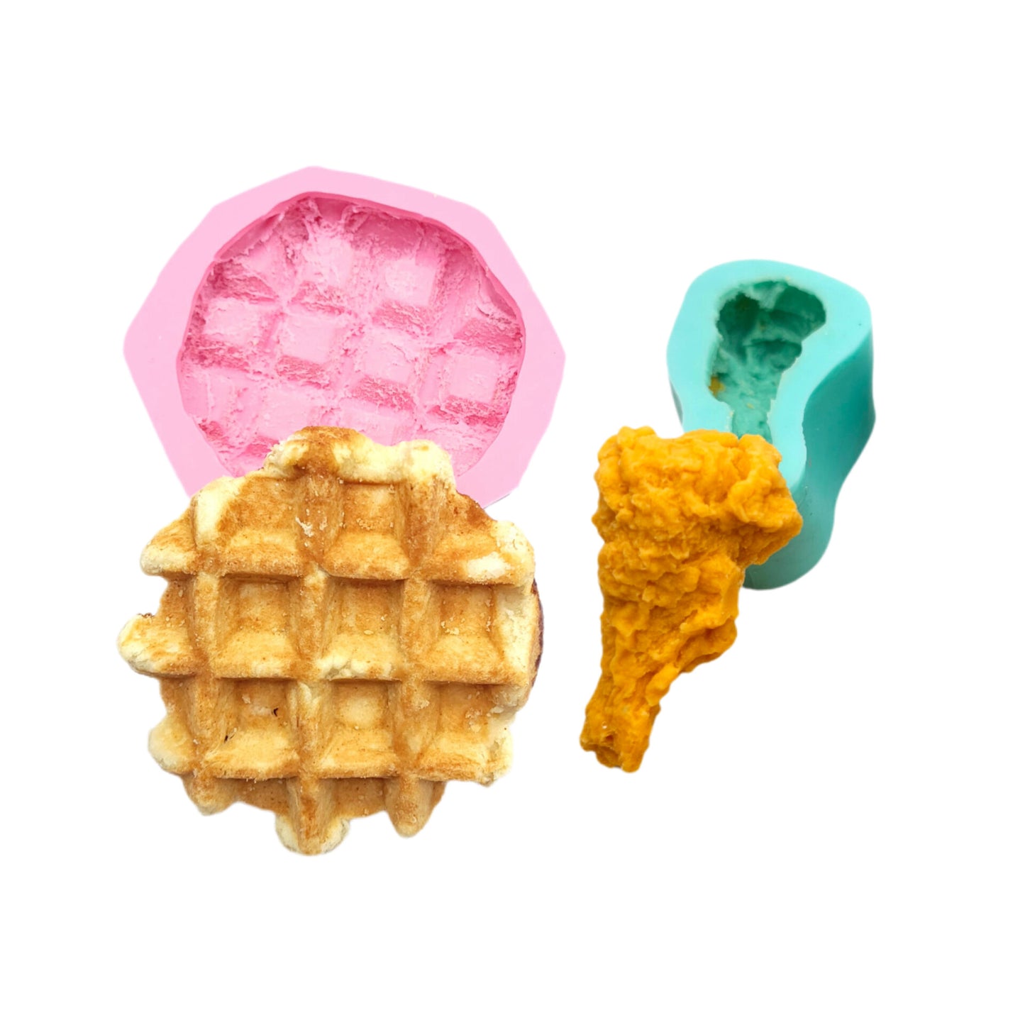 Belgian waffle Silicone Candle Mold and chicken wing mold Perfect for Wax and Resin Crafting set of 2 molds