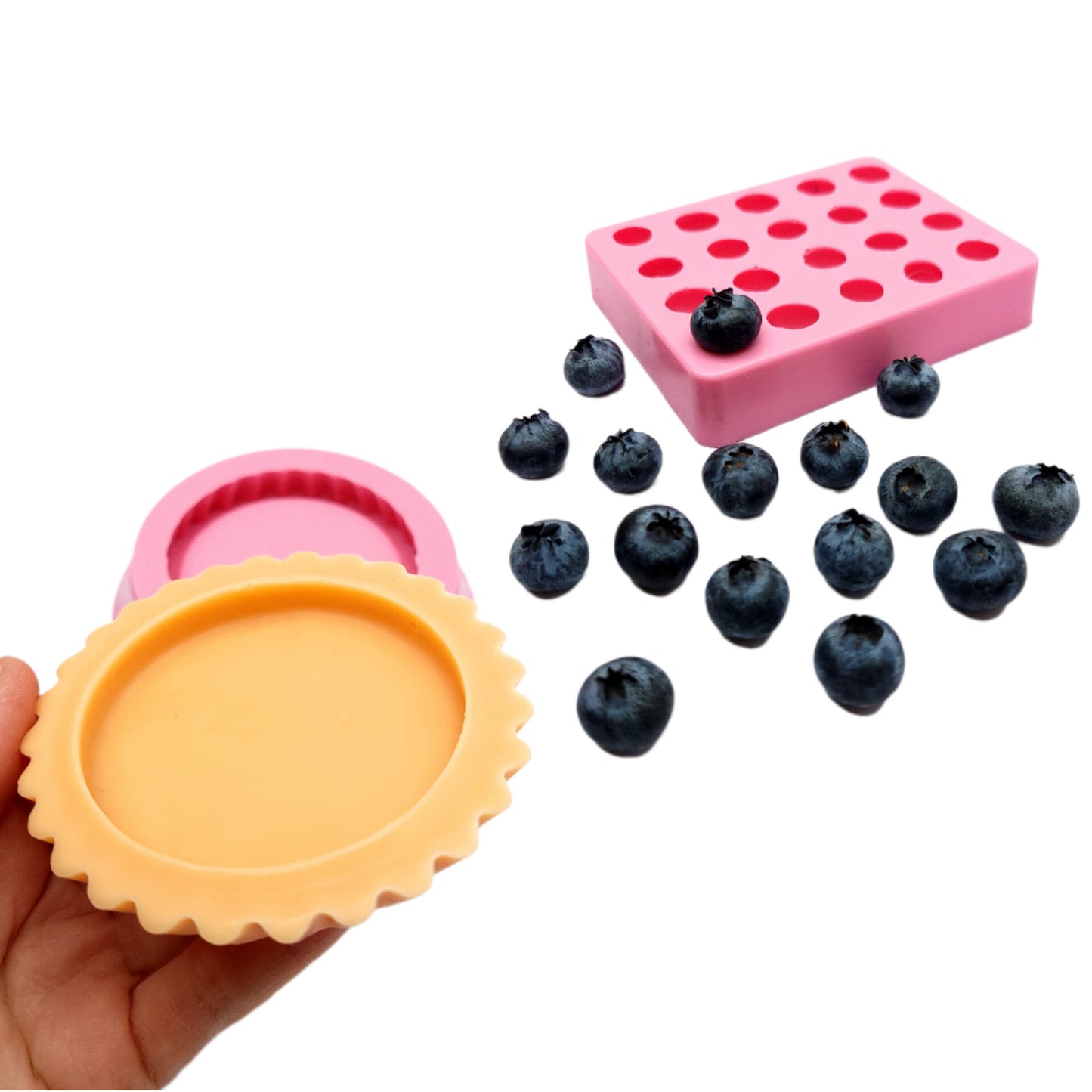 Blueberries Silicone Mold 20-Cavitiy mold and fillable tart mold set, Ideal for Candle embed and soap embeds mold wax melts mold, candle dessert mold, slime mold
