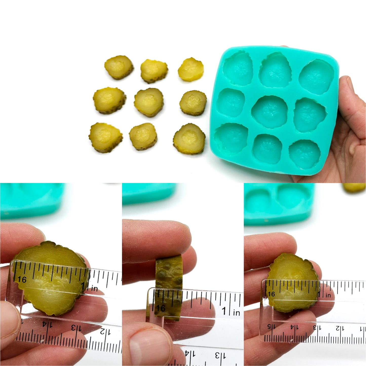 Pickle slices set of 2 silicone mold pickle cucumber slices Silicone Mold Wax mold Resin mold Soap mold Realistic Flexible mold