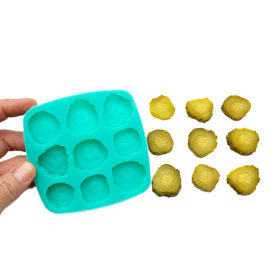 Mini Dill Sliced Pickles Mold, Cornichons Sliced Mini Pickles Silicone Mold, Candle Melts Mold, Fake Food Making Mold, Candle Embeds, Realistic Cake Decoration Mold