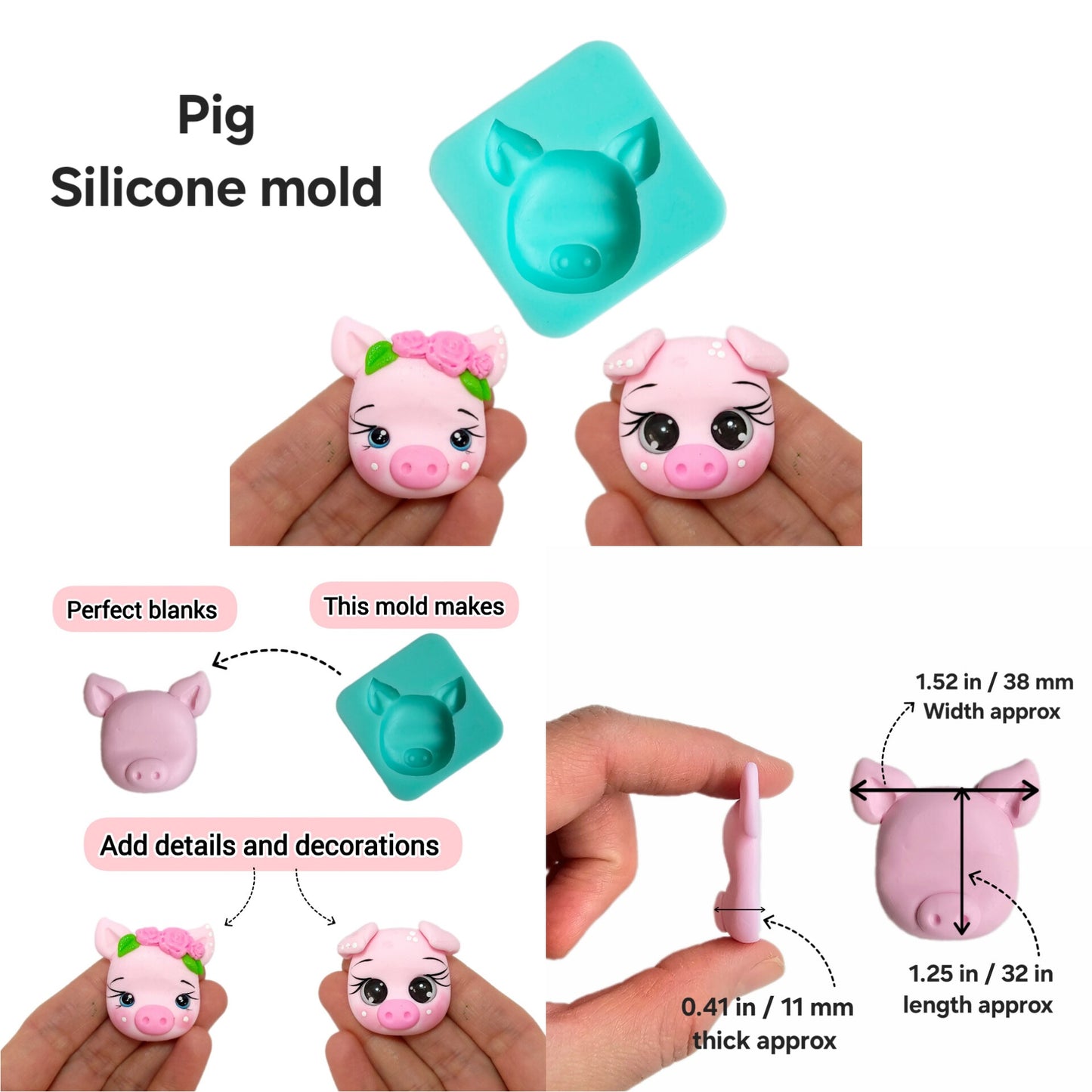 Farm animals silicone mold cow mold tractor mold barn silicone mold sheep mold pig silicone mold MS819