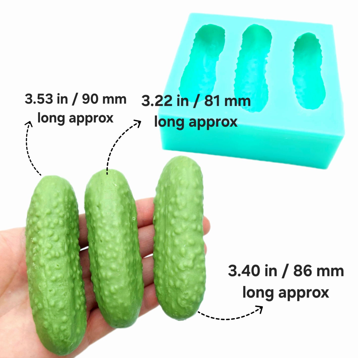 Pickle mold, set of 4 molds whole pickles silicone mold wax melt pickle mold, soap making mold resin art mold assorted size pickles