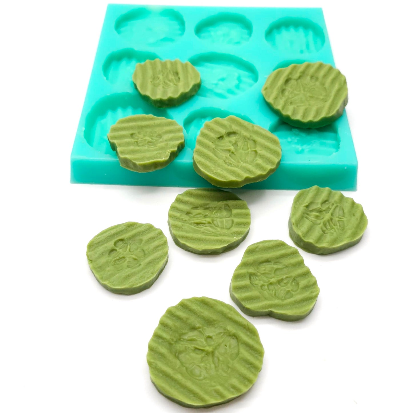 Pickle slices set of 2 silicone mold pickle cucumber slices Silicone Mold Wax mold Resin mold Soap mold Realistic Flexible mold