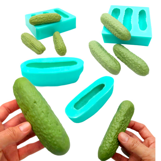 Pickle mold, set of 4 molds whole pickles silicone mold wax melt pickle mold, soap making mold resin art mold assorted size pickles