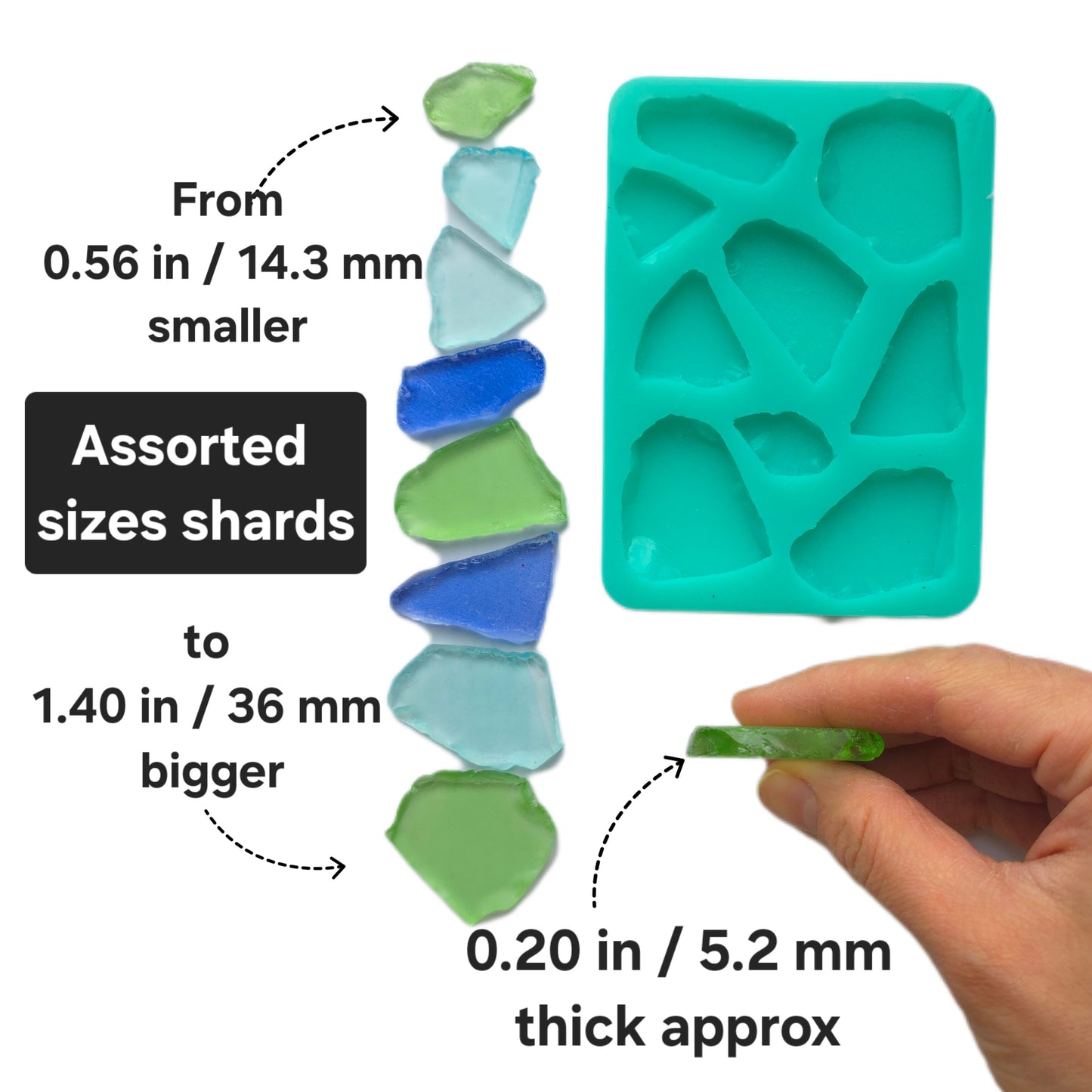 Sea glass making mold, sea glass shards silicone mold, cake decorating mold beach glass mold, under the sea mold, ocean glass mold