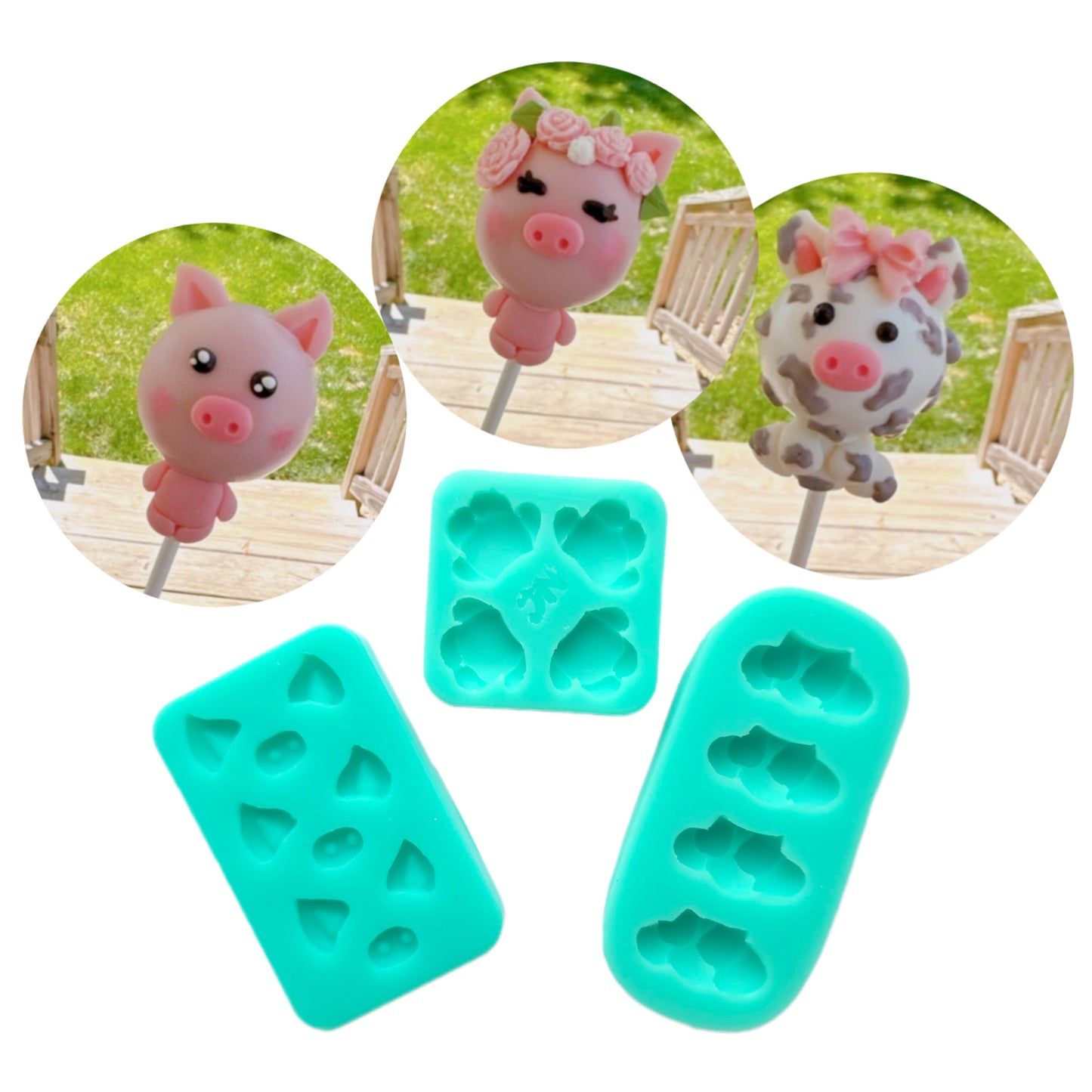 Silicone Mold for Cake Pop Decoration Set of 3, Makes Only Animal Lower Body (Does Not Make Head) Perfect for Chocolate, Fondant, and Candy Cute Bottoms Mold for DIY Cake Pops