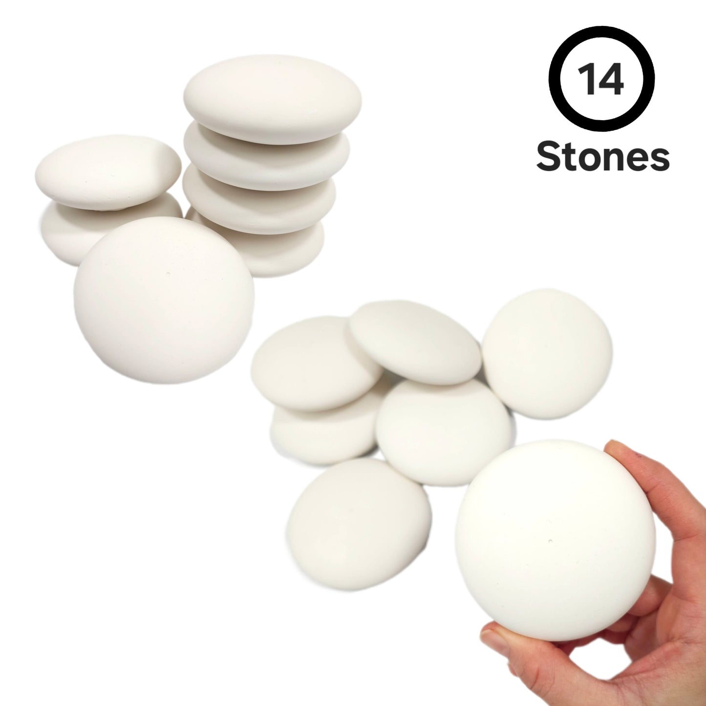 3" Handmade Craft stones Set 14 stones for Kids, Artists & Families, painting stones DIY Painting Stones plaster mandala stones