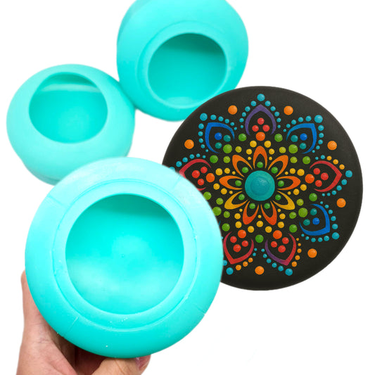 Mandala Stone Silicone Molds, Mandala dotting art molds, stones making molds plaster round stone making