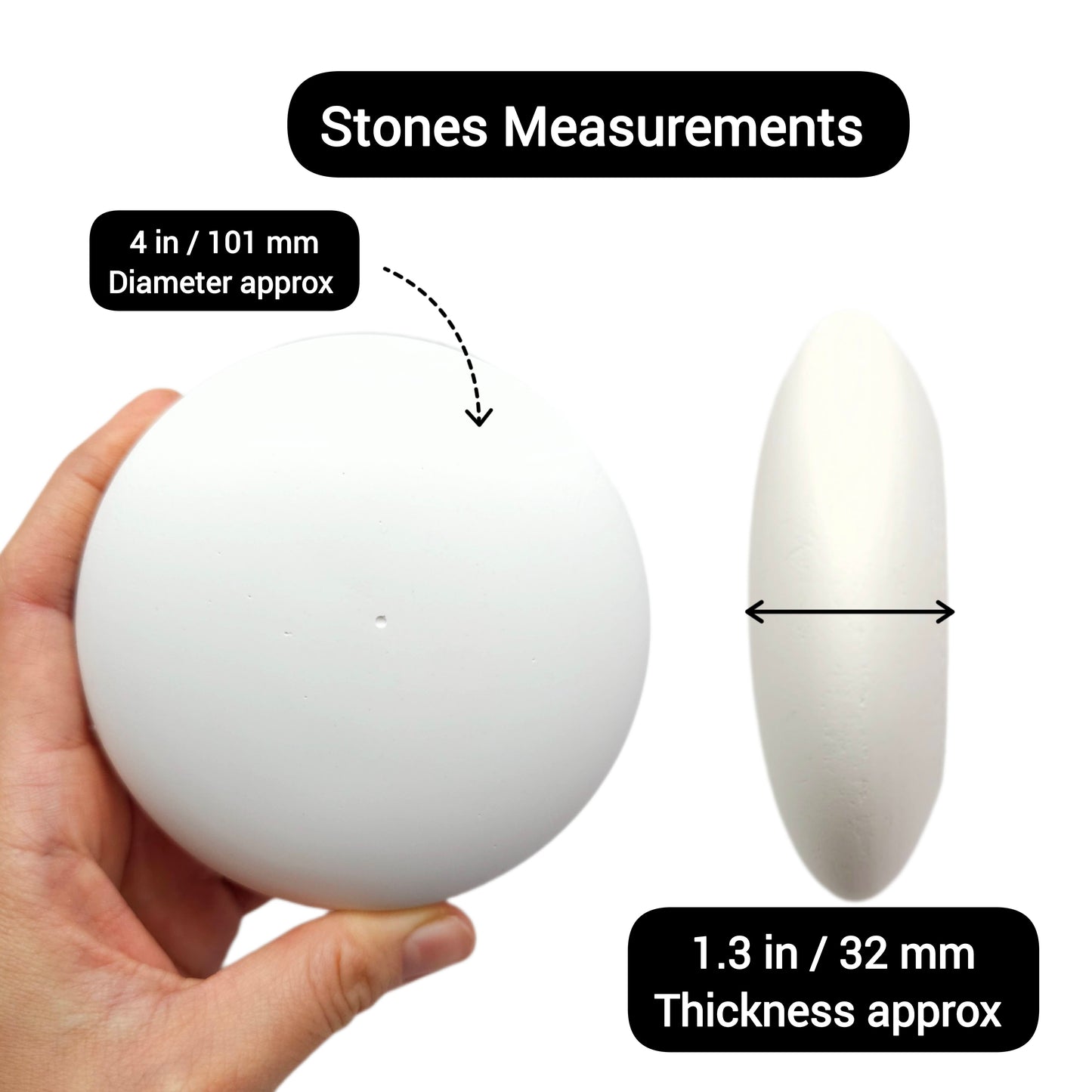 Smooth White Craft Rocks with Center Dot Plaster Painting Stones – Handmade 4” stones Acrylic Paint Art, DIY Kids Crafts, Garden Decor