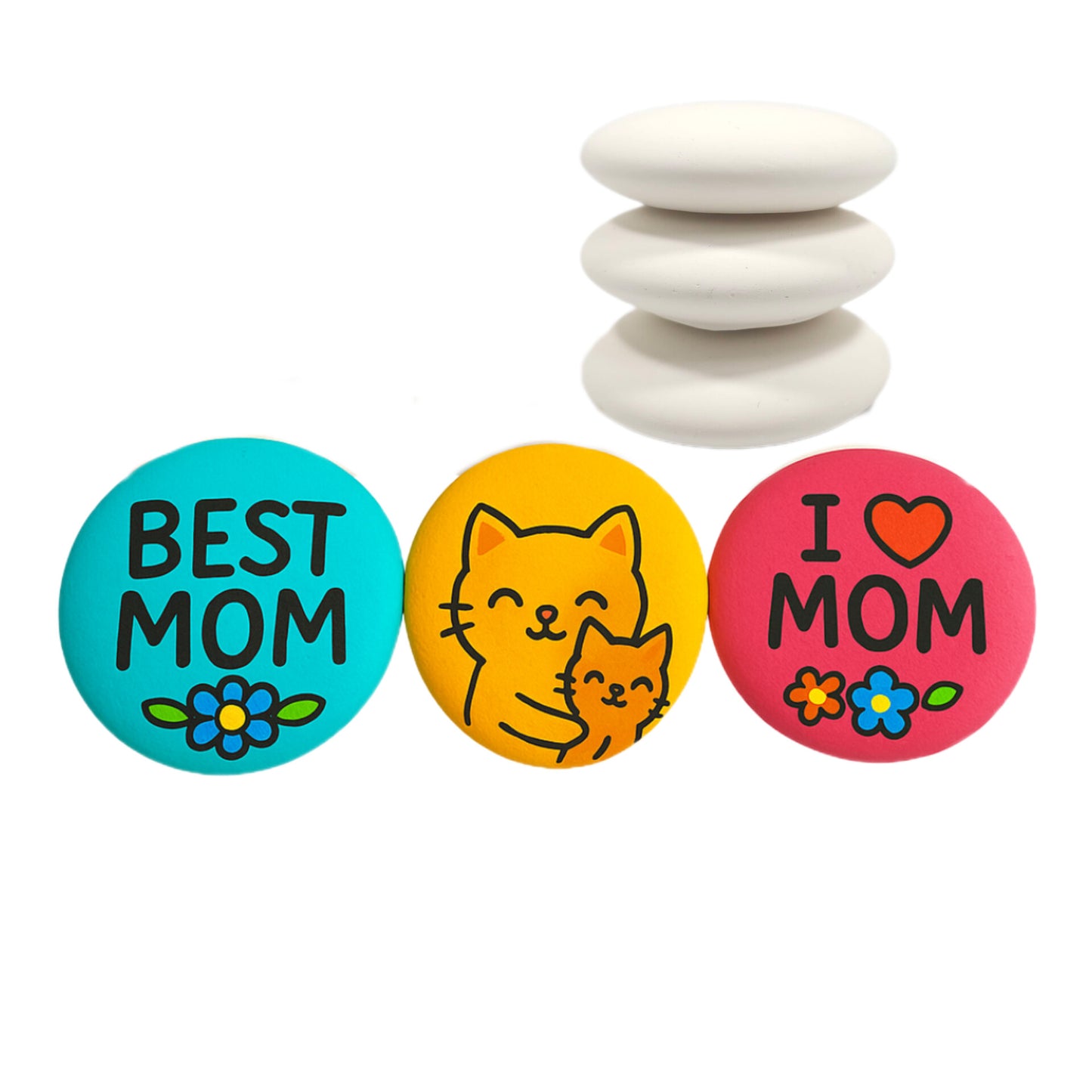 Plaster Painting Stones – Handmade 4” Smooth White Craft Rocks with Center Dot – Acrylic Paint Art, DIY Kids Crafts, Garden Decor