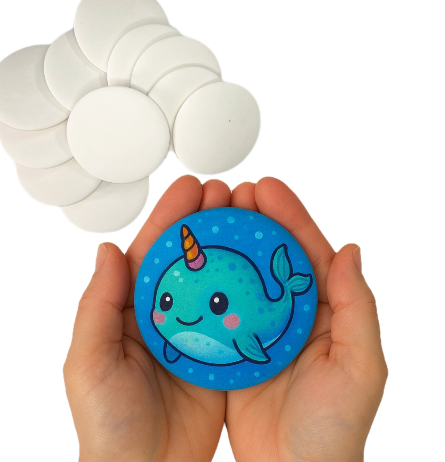 Thin 3” Plaster Stones – Smooth Flat-Back Painting Rocks with Center Dot for Mandala & Dotting Art, Lightweight Craft Surface