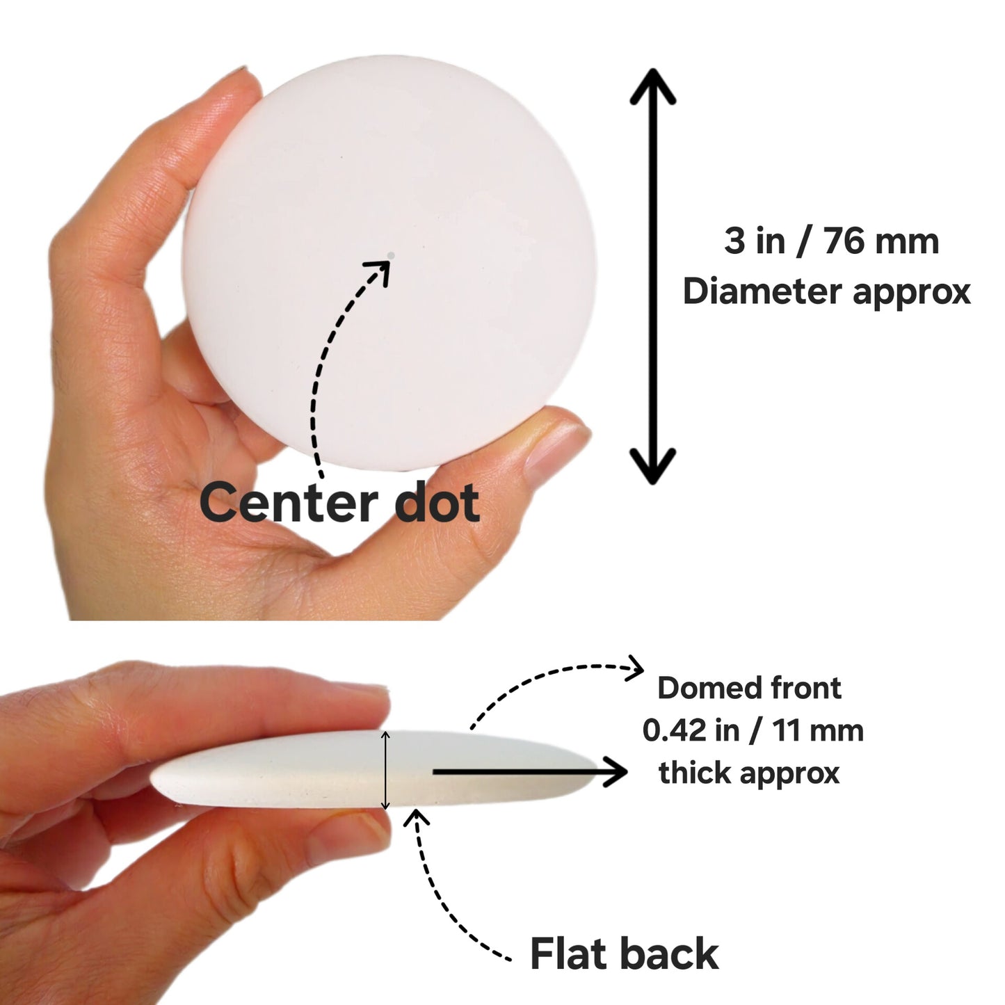 Smooth Flat-Back Painting Rocks with Center Dot for Mandala & Dotting Art, Thin 3” Plaster Stones , Lightweight Craft Surface