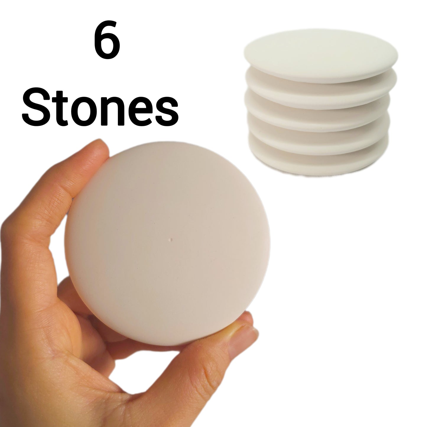 Thin 3” Plaster Stones – Smooth Flat-Back Painting Rocks with Center Dot for Mandala & Dotting Art, Lightweight Craft Surface