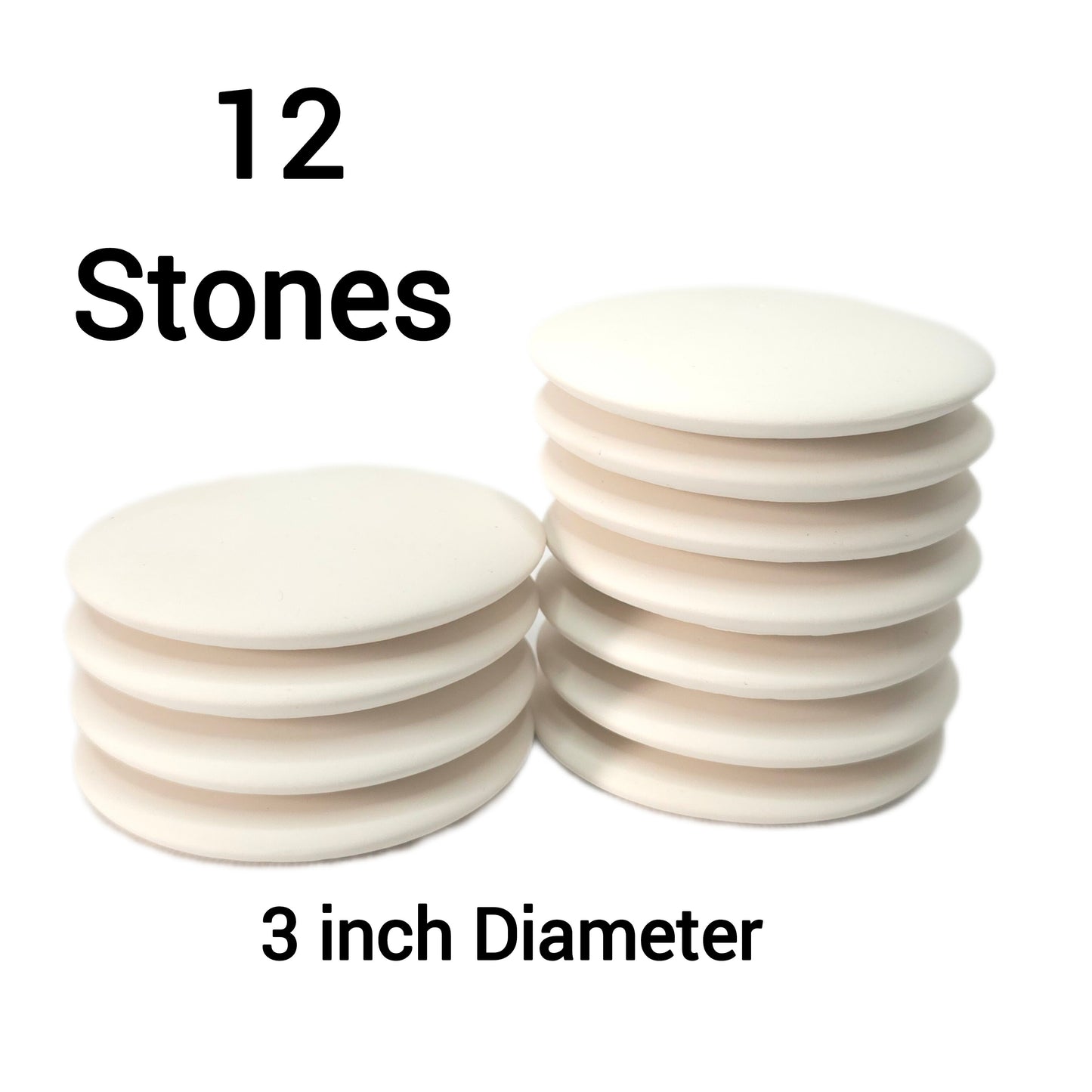 Thin 3” Plaster Stones – Smooth Flat-Back Painting Rocks with Center Dot for Mandala & Dotting Art, Lightweight Craft Surface