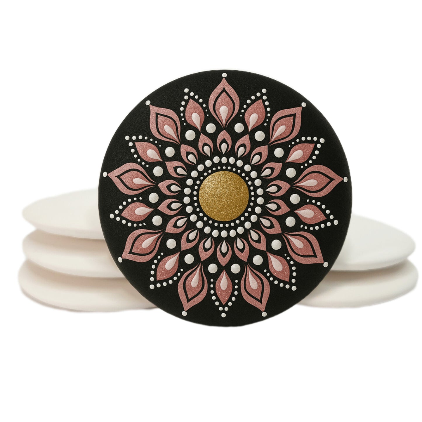 Smooth Flat-Back Painting Rocks with Center Dot for Mandala & Dotting Art, Thin 3” Plaster Stones , Lightweight Craft Surface