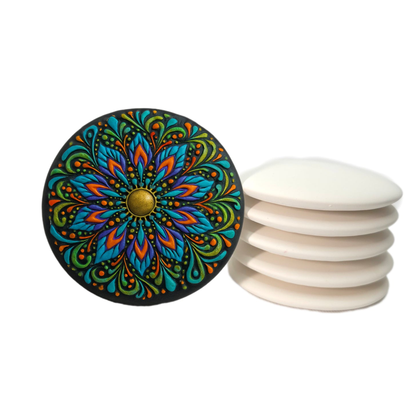 Smooth Flat-Back Painting Rocks with Center Dot for Mandala & Dotting Art, Thin 3” Plaster Stones , Lightweight Craft Surface