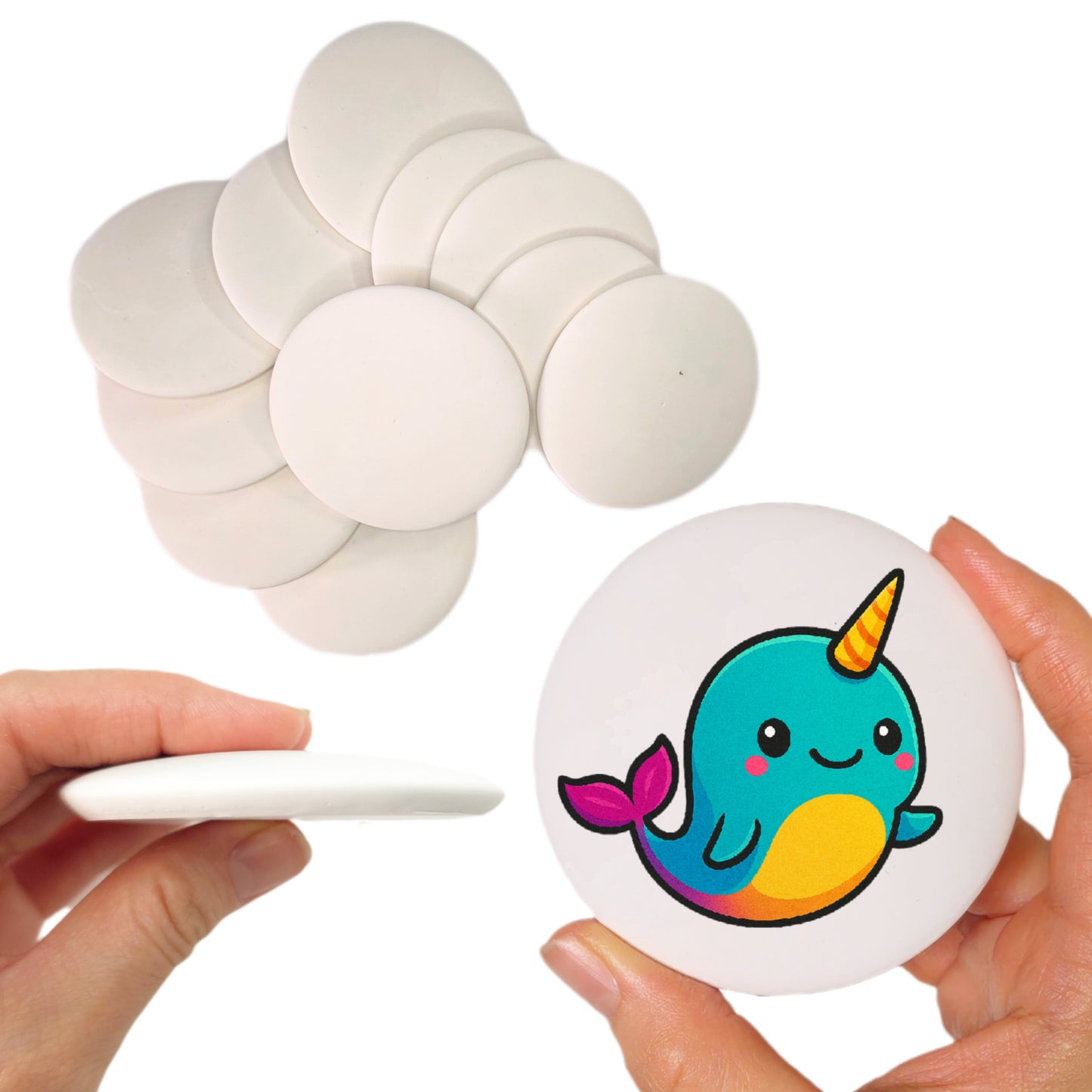 Thin 3” Plaster Stones – Smooth Flat-Back Painting Rocks with Center Dot for Mandala & Dotting Art, Lightweight Craft Surface
