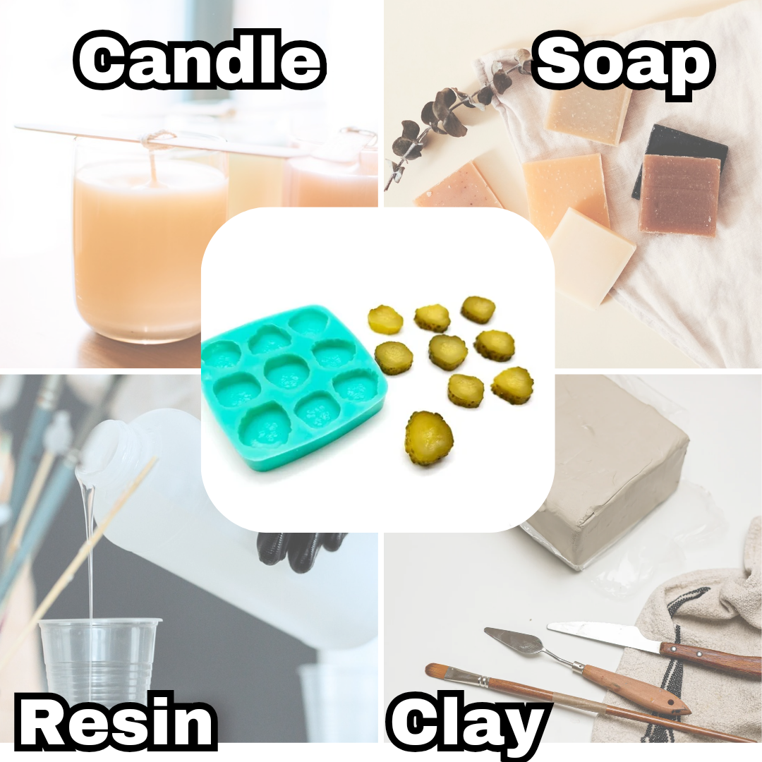 Mini Dill Sliced Pickles Mold, Cornichons Sliced Mini Pickles Silicone Mold, Candle Melts Mold, Fake Food Making Mold, Candle Embeds, Realistic Cake Decoration Mold