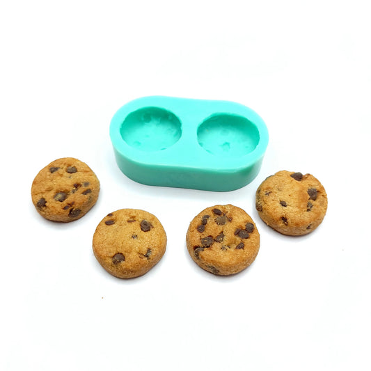 Chocolate chips cookie silicone mold, 2 cavities Silicone Mold cookies soap embeds, candle embeds cookies mold NC003