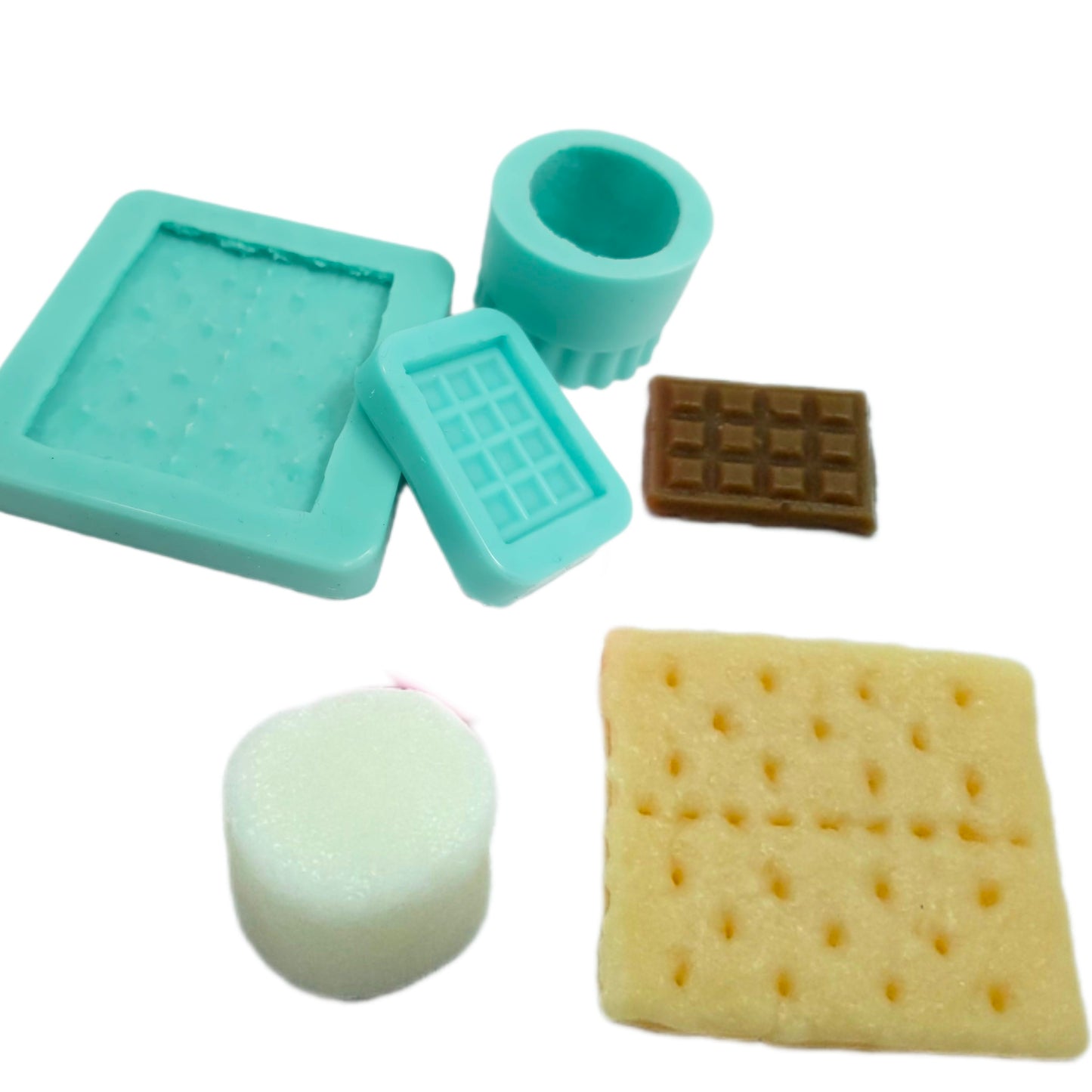 S'mores Graham cracker mold chocolate and/or Marshmallow Silicone mold Bundle option Mold for Wax,  Mold for Resin