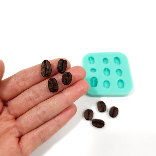 Coffee beans (Real size coffee beans)- 9 cavities mold candle making molds - Soap making molds  Silicone mold NC004