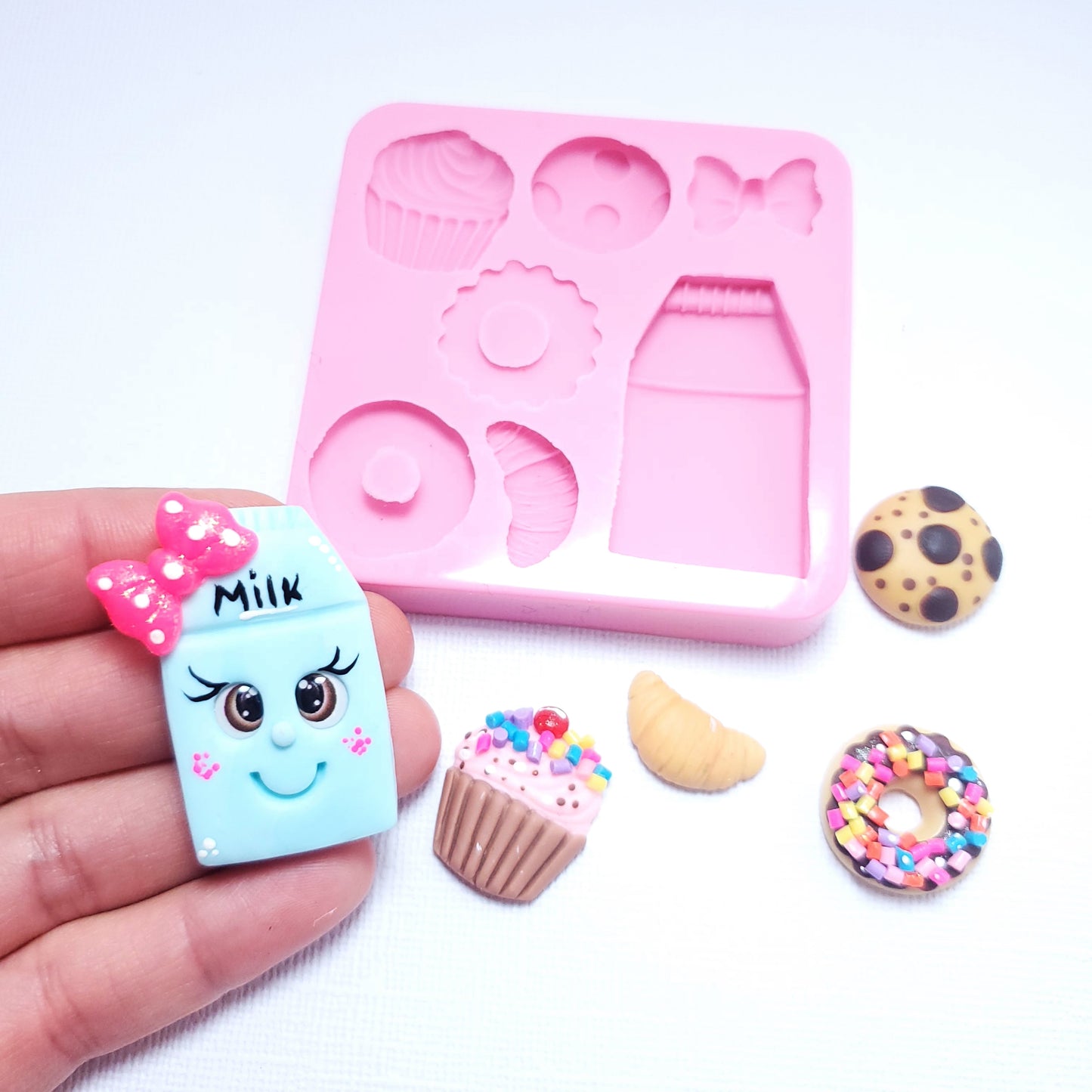 Cute Milk Cookies Mini Food Silicone Mold for Clay Resin Fondant MS038