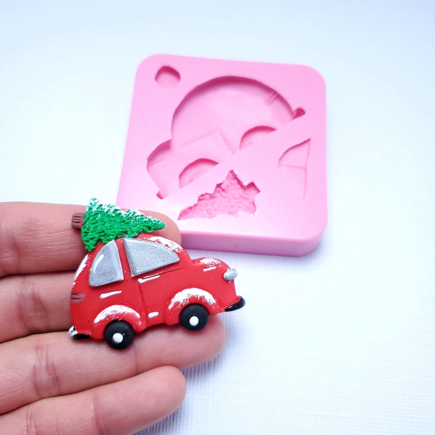 Christmas Car with Tree Silicone Mold for Fondant, Resin, Clay, Jewelry