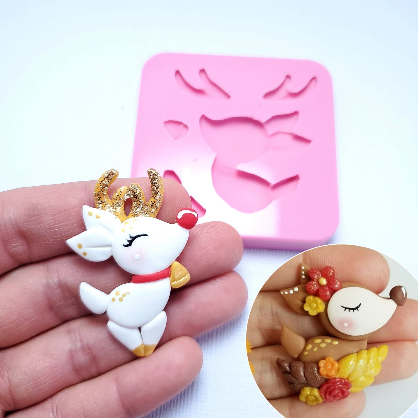 Jumpy Cute Reindeer Silicone Mold for Fondant, Resin, Clay & Mini Crafts