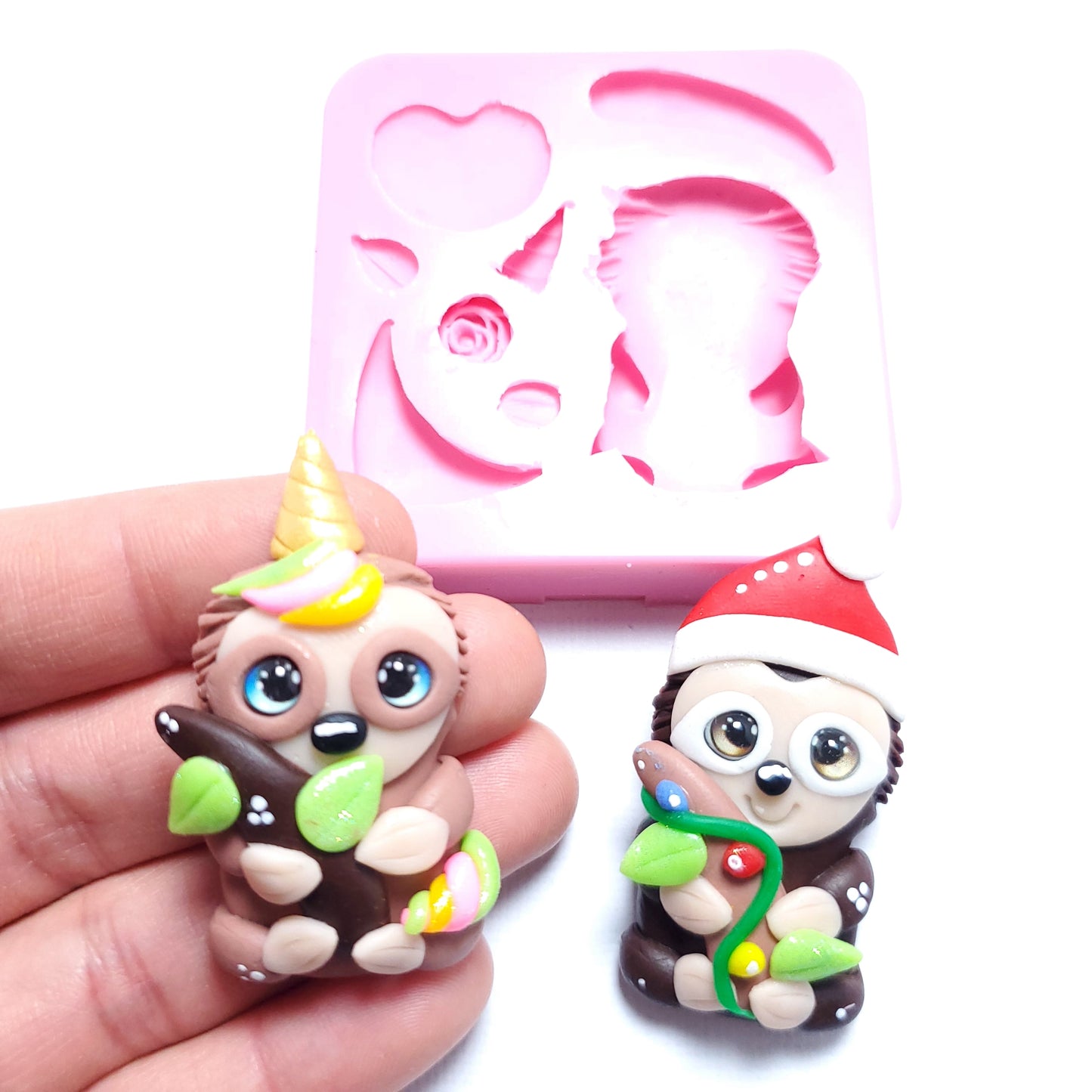 Cute Sloth Silicone Mold for Fondant Resin Clay Miniatures MS095