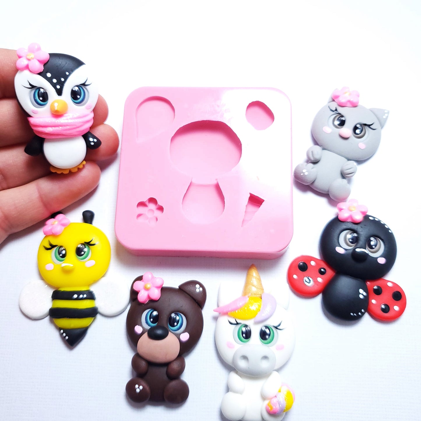 Cute Animals Full Body Multi-Project Silicone Mold for Fondant Resin Clay MS099