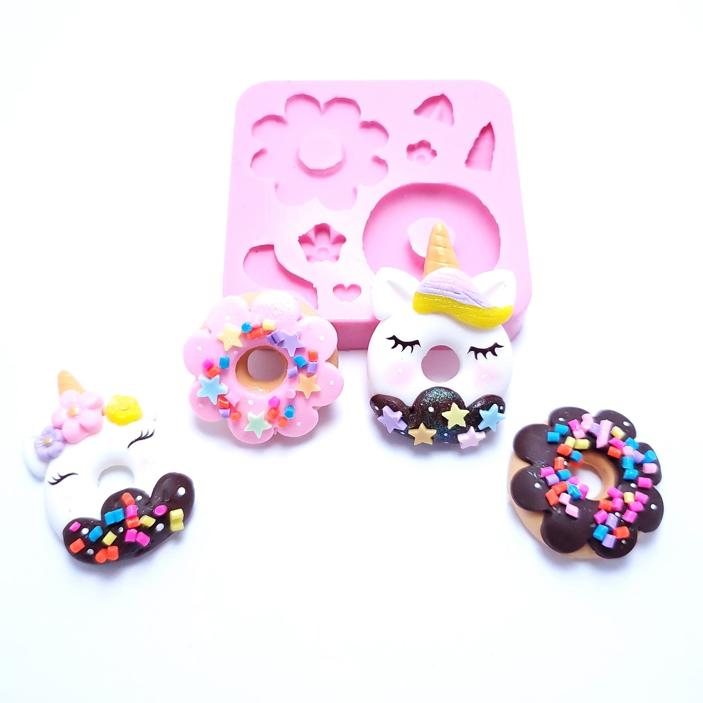 Unicorn Donut Multi Project Silicone Mold for Fondant Resin Clay Crafts MS200