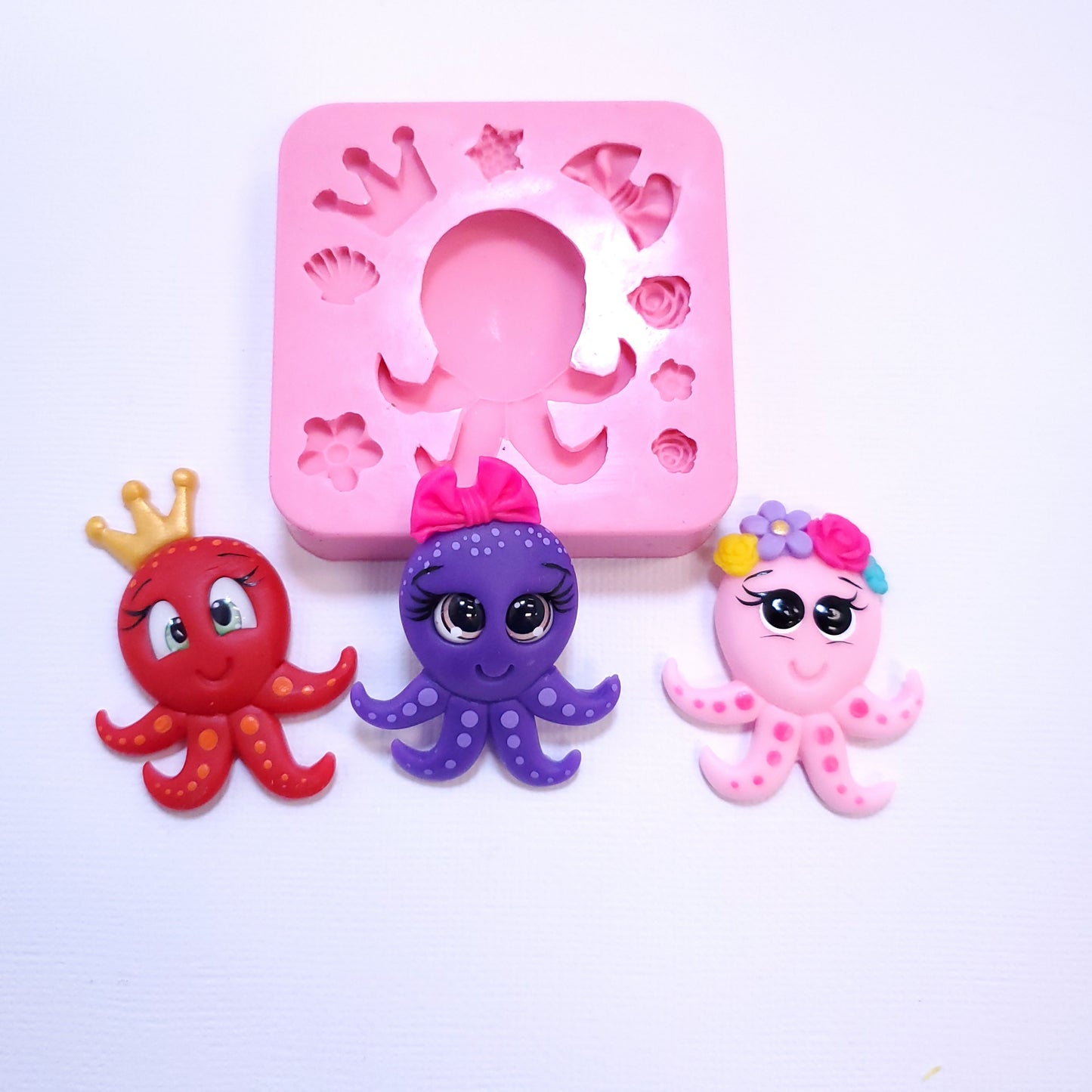 Octopus Queen Silicone Mold for Fondant, Resin, Clay, Jewelry and Cupcake Decorations