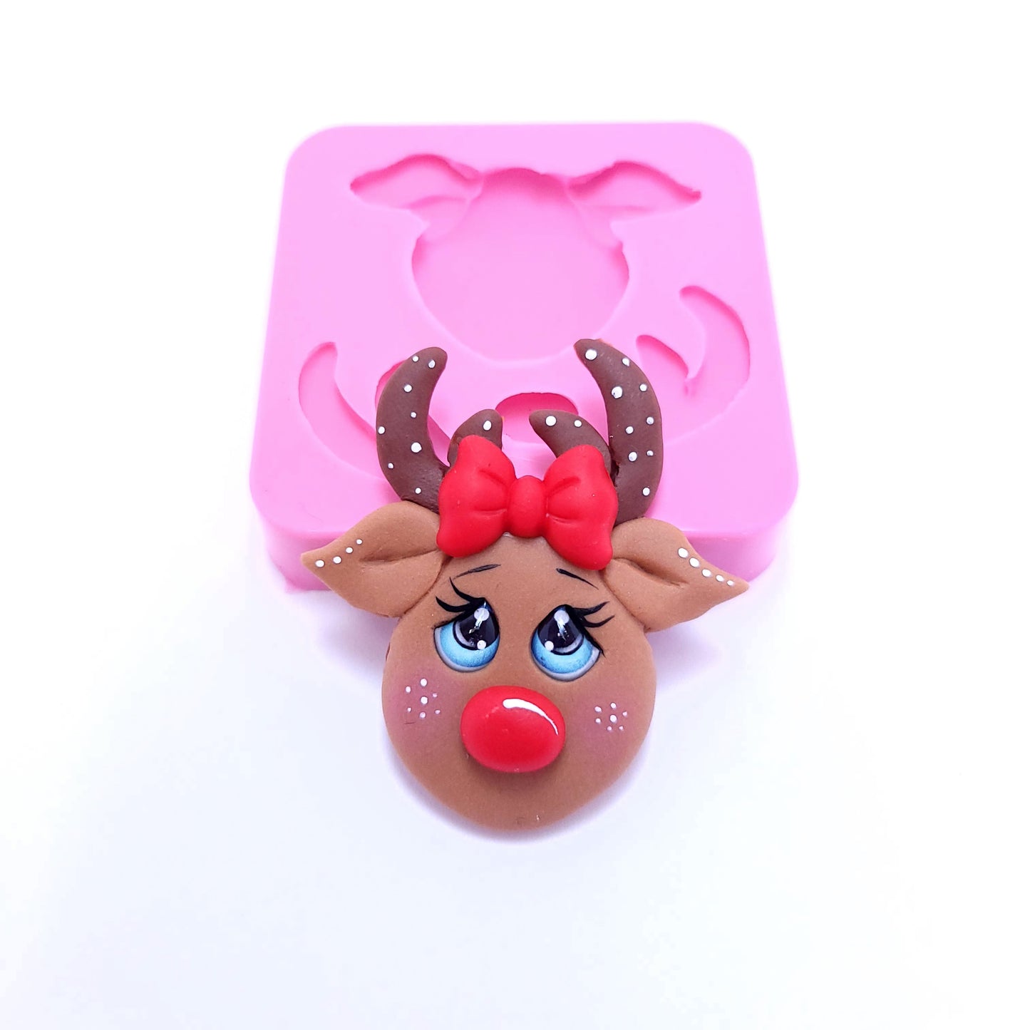 Cute Reindeer Silicone Mold for Fondant Resin Clay Miniatures Christmas Crafts