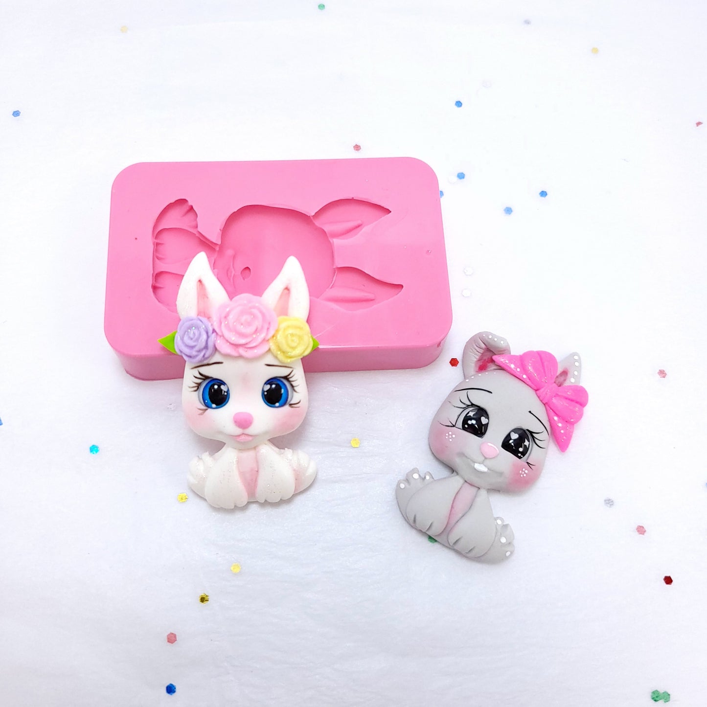 Cute Bunny Rabbit Silicone Mold for Cupcakes Miniatures and Resin Crafts