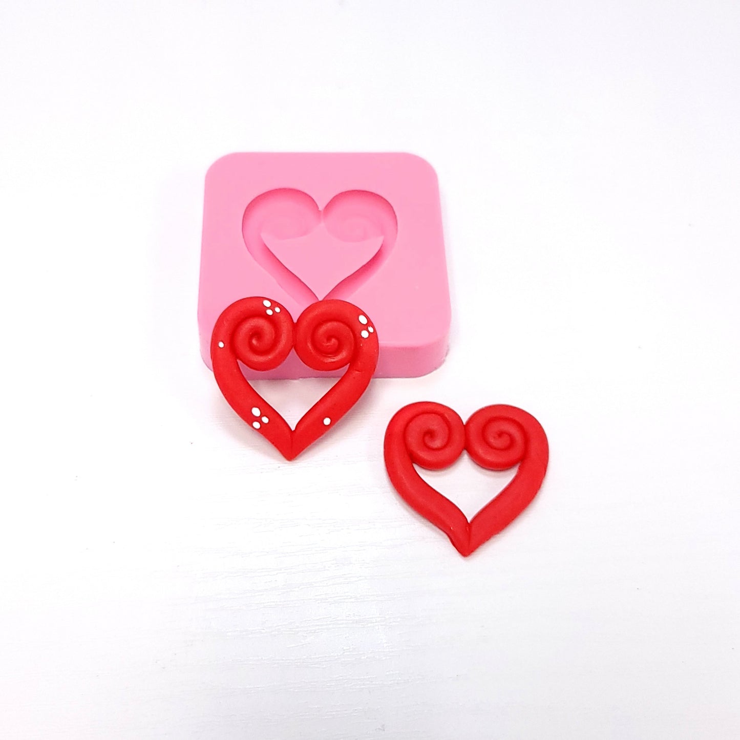 Swirl Heart Silicone Mold for Resin Clay Fondant Cupcake Miniature Crafts