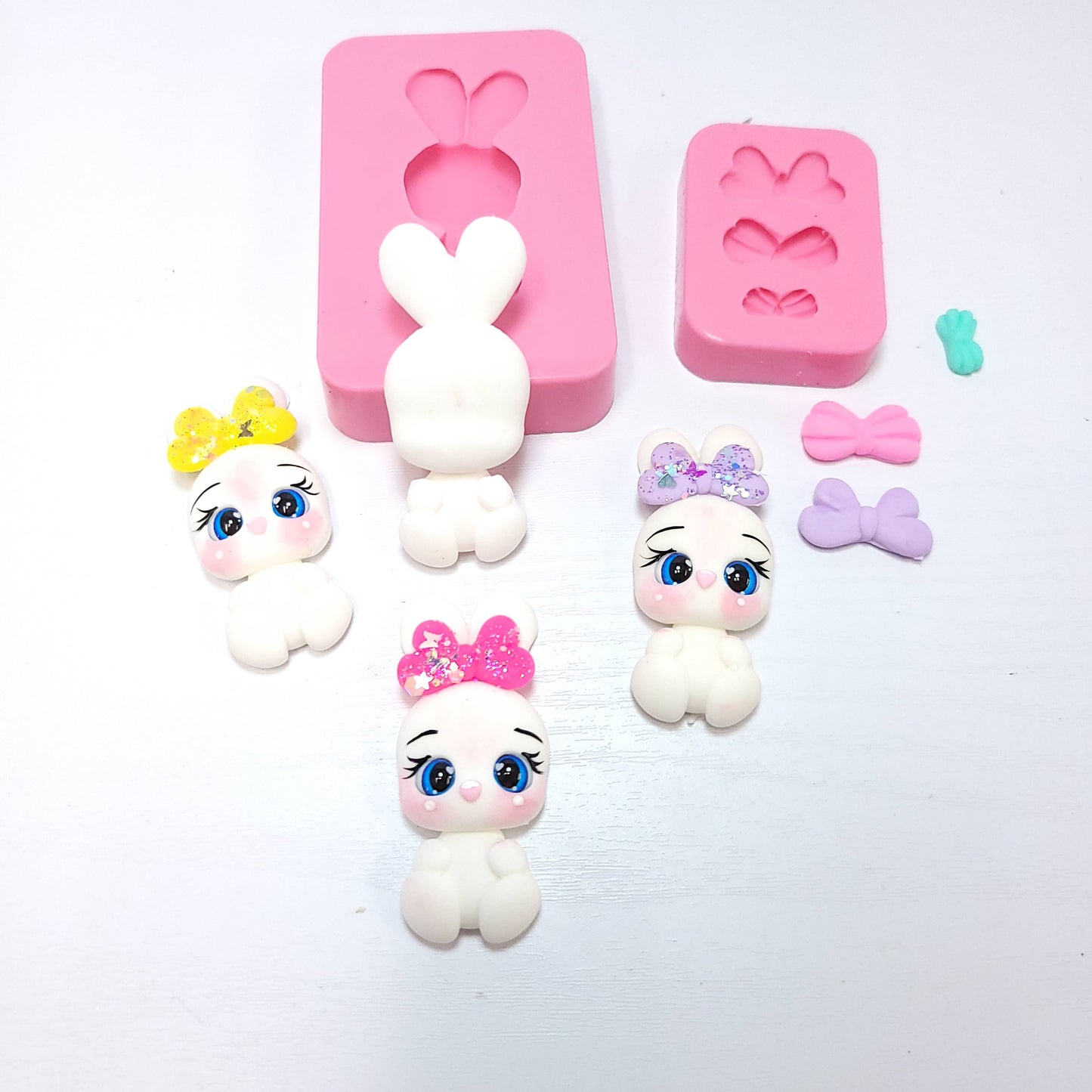 Cute Bunny Easter Silicone Mold Miniatures for Fondant Resin Clay MS820