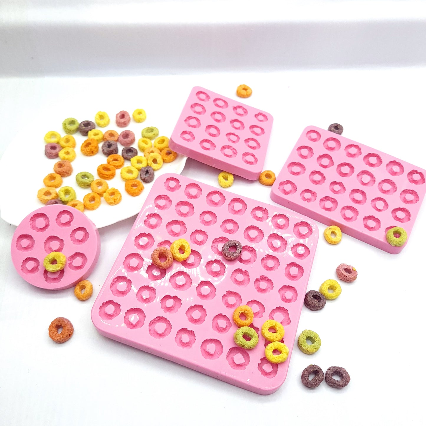 Fruit Loops Multi Cavities Loop cereal Flexible Silicone mold Soap molds Resin molds Wax melts molds