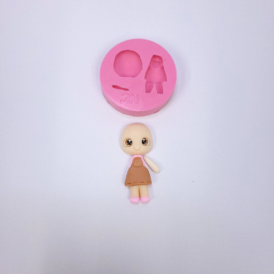 Tiny Doll Body & Head Multi-Project Silicone Mold for Miniatures MS878