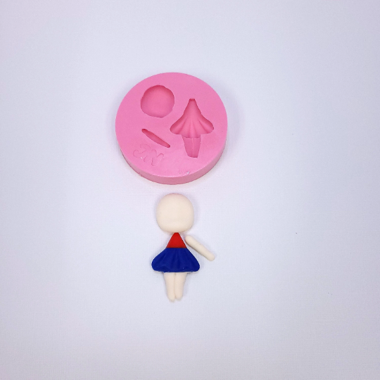 Tiny Ballerina Doll Body Head Multi-Project Silicone Mold for Cakes & Crafts