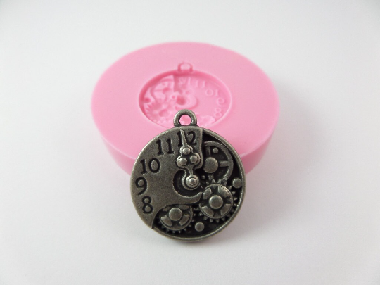Steampunk Clock Silicone Mold for Resin, Fondant, Polymer Clay and Jewelry Making