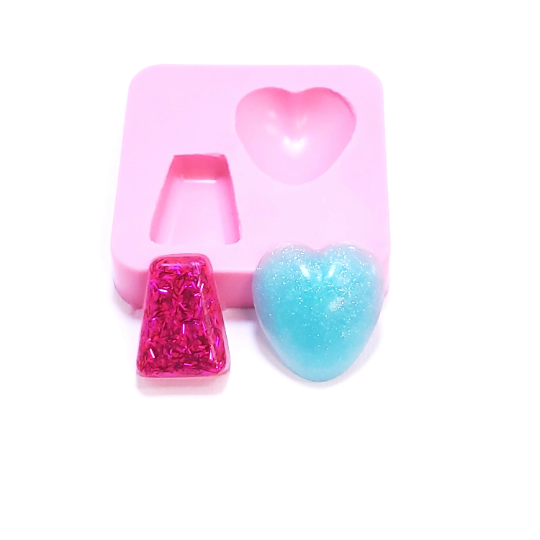 Heart & Gem Silicone Mold for Resin, Fondant, Clay, Jewelry Making