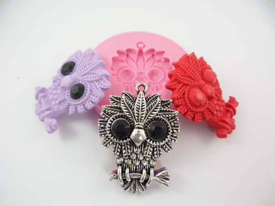 Cute Owl Pendant Silicone Mold MS546 for Resin Clay Fondant Jewelry Crafts