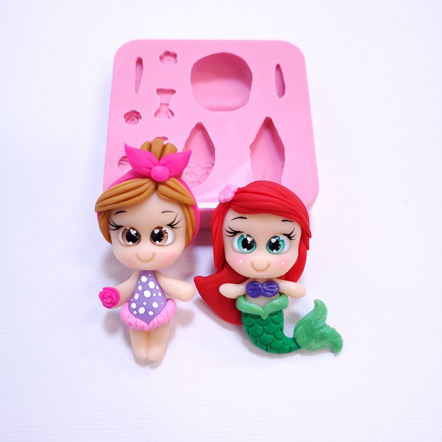 Mermaid Dolls silicone mold, polymer clay mini dolls Multi-Project Silicone mold NC101